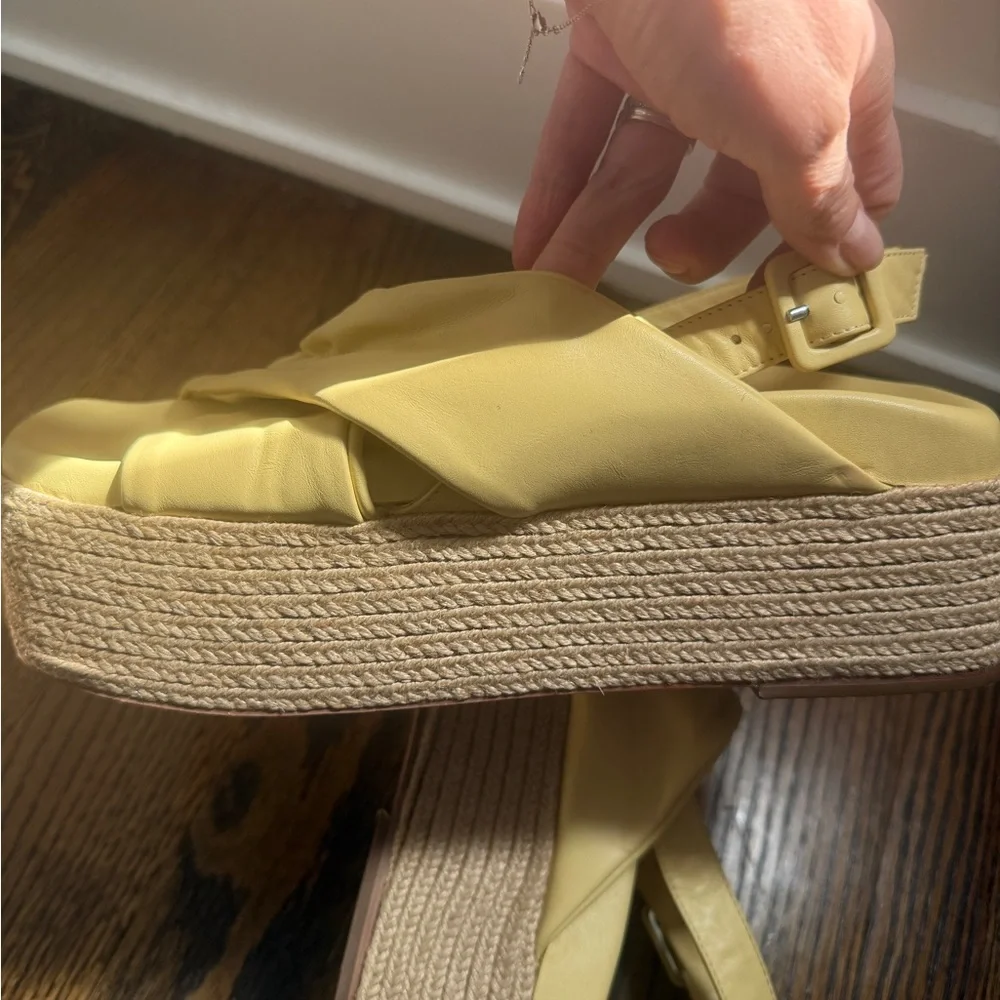 PALOMA BARCELÓ ESPADRILLES Yellow Platform Espadrille Slingback Sandal - Sz 9